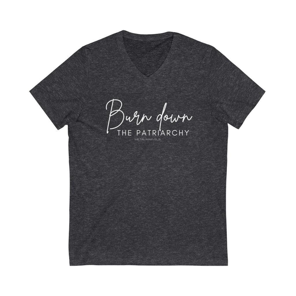 Burn Down the Patriarchy - Unisex V-Neck Tee - Image 5