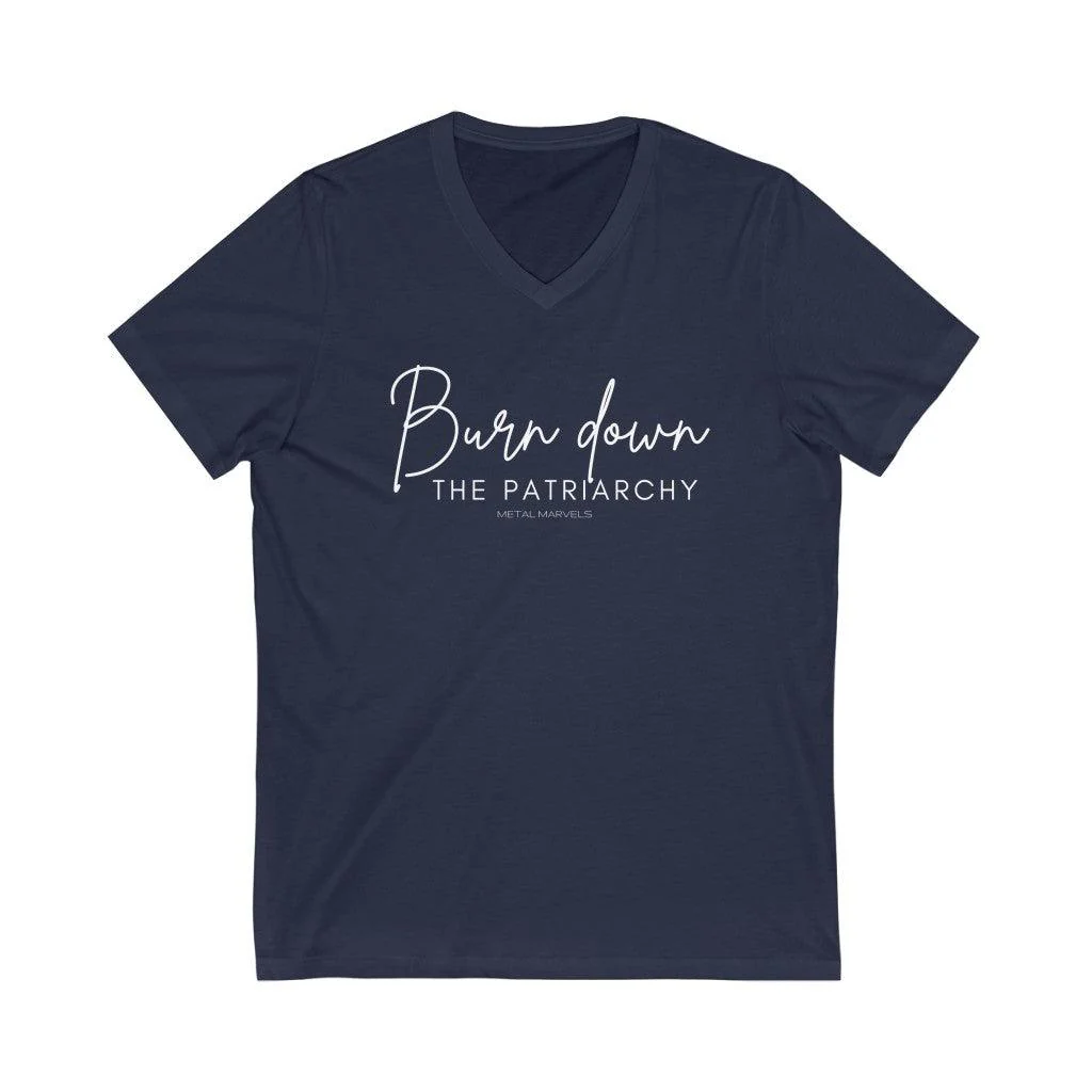 Burn Down the Patriarchy - Unisex V-Neck Tee - Image 6