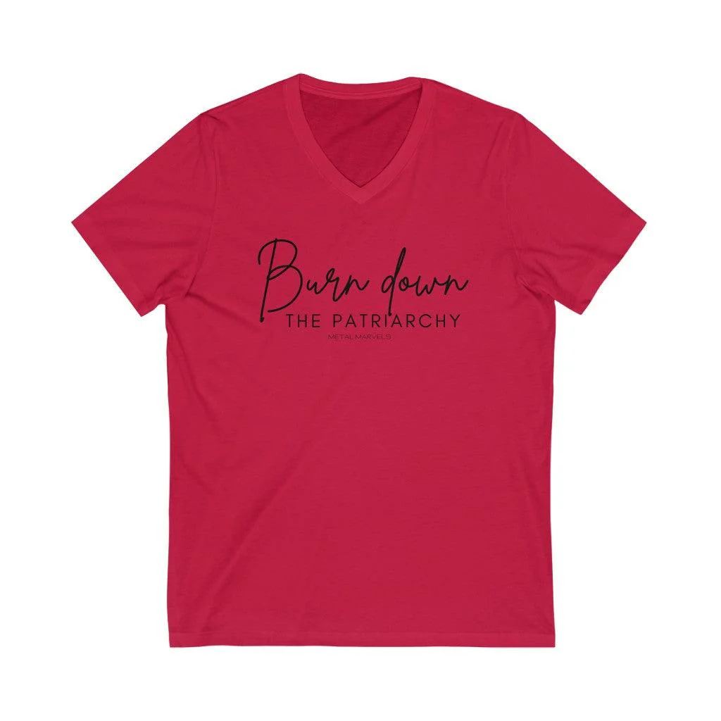 Burn Down the Patriarchy - Unisex V-Neck Tee - Image 7
