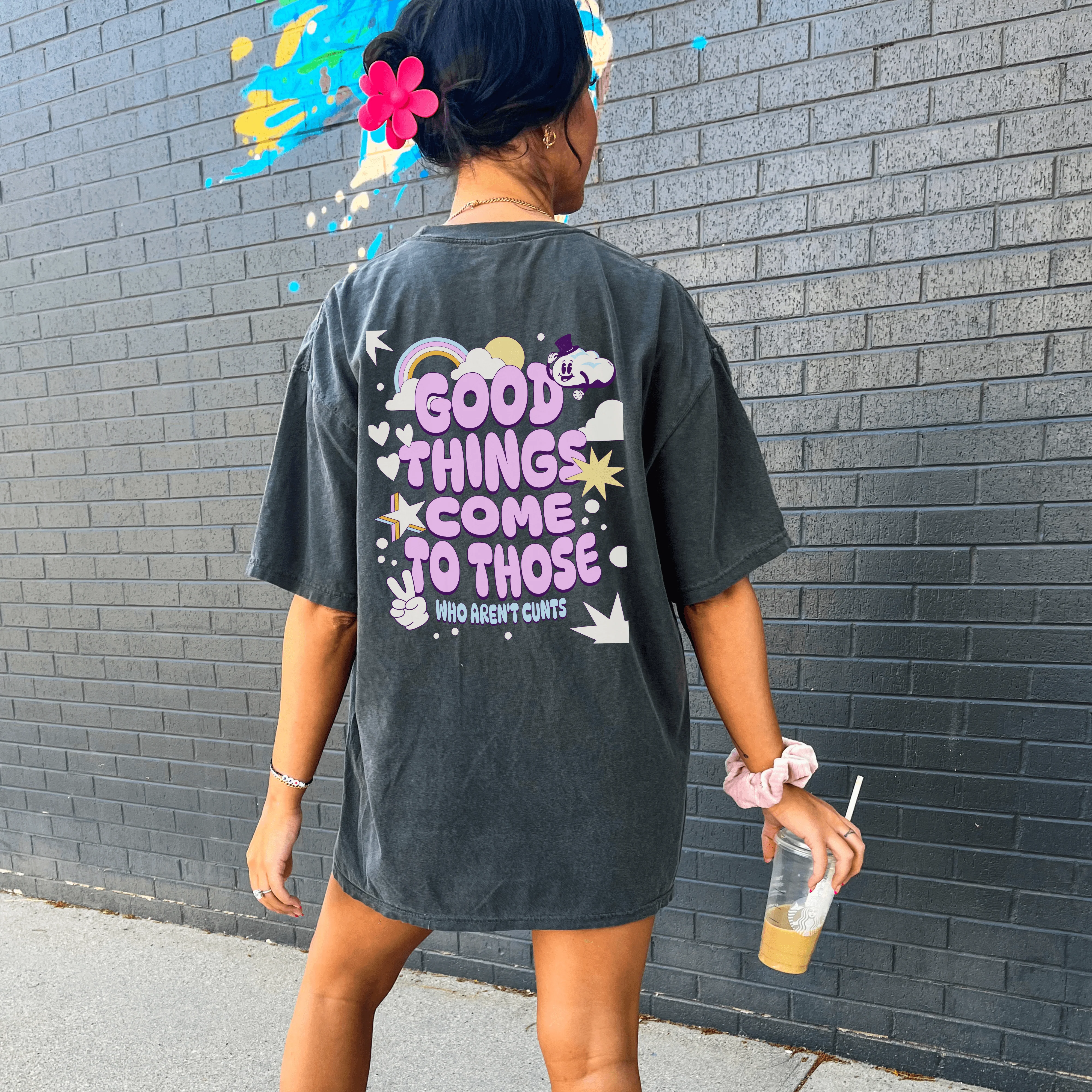 Good Things Come to Those Who Aren't Cunts (back print) - Unisex Comfort Colors® Tee - Image 3