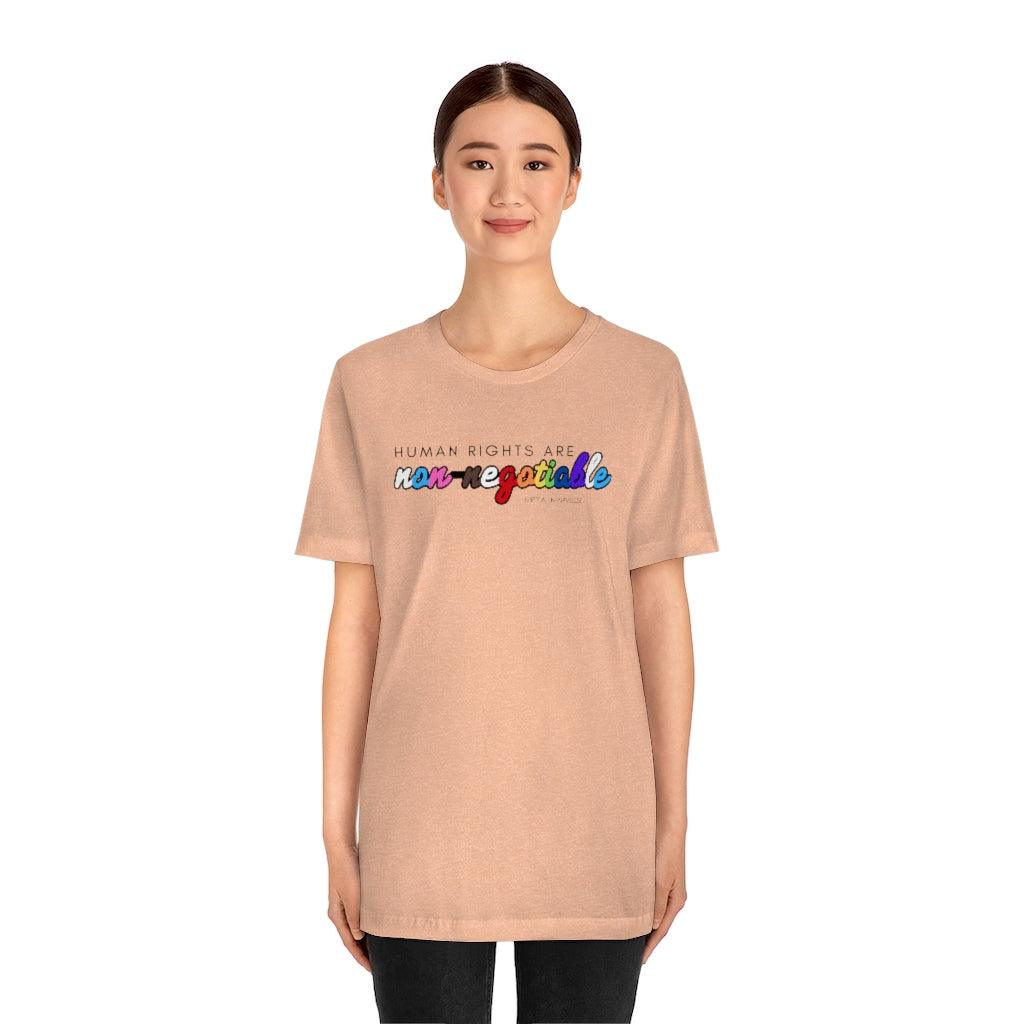 Human Rights are Non-Negotiable (inclusive rainbow) - Unisex Tee - Image 11