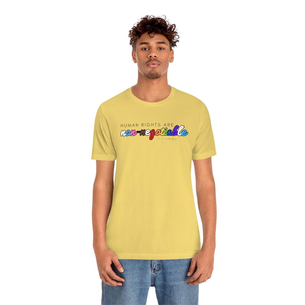 Human Rights are Non-Negotiable (inclusive rainbow) - Unisex Tee - Image 15