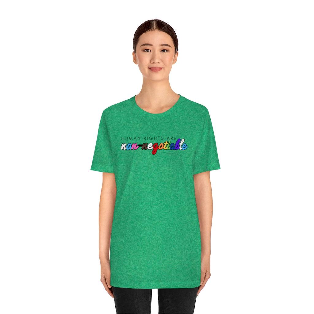 Human Rights are Non-Negotiable (inclusive rainbow) - Unisex Tee - Image 17