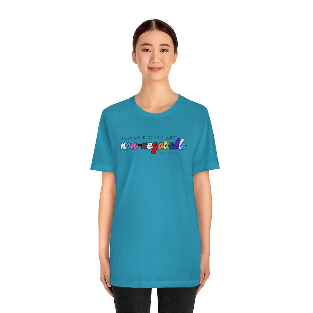 Human Rights are Non-Negotiable (inclusive rainbow) - Unisex Tee - Image 20