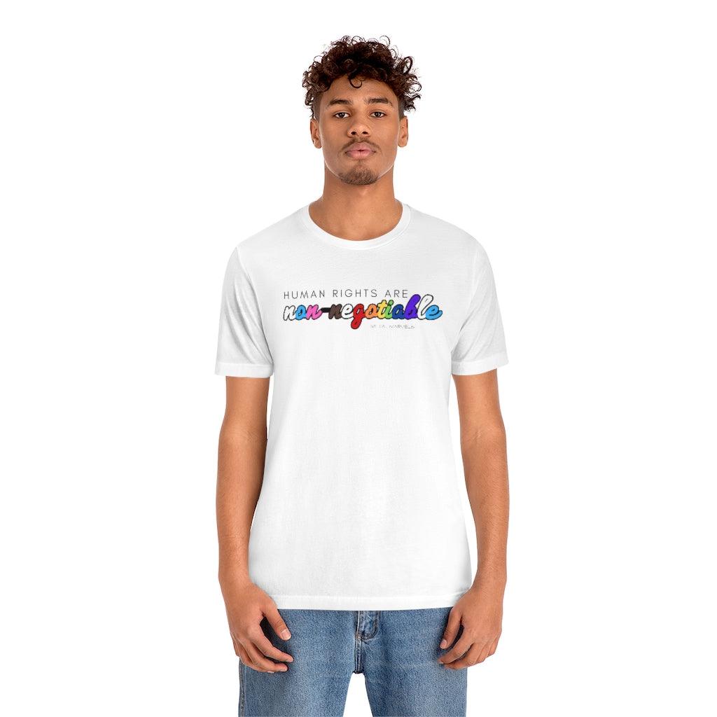 Human Rights are Non-Negotiable (inclusive rainbow) - Unisex Tee - Image 3