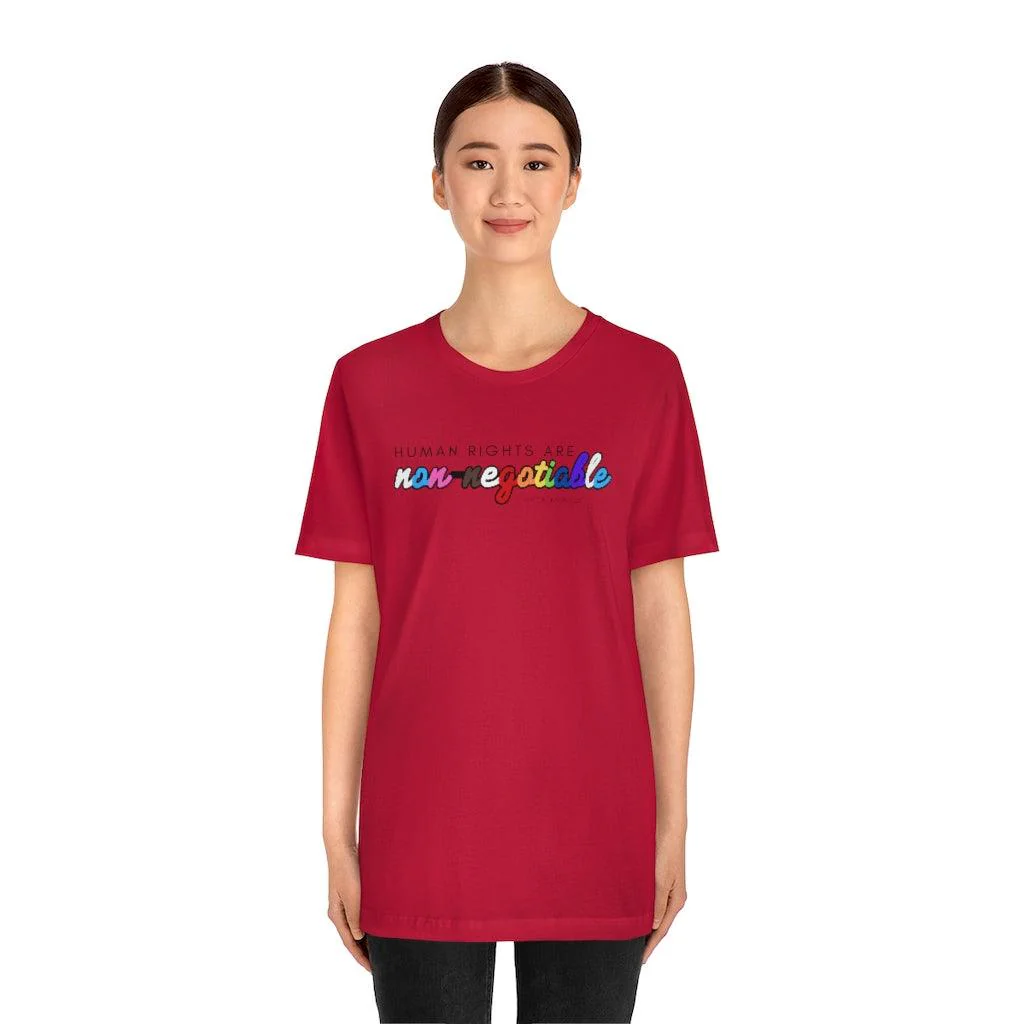 Human Rights are Non-Negotiable (inclusive rainbow) - Unisex Tee - Image 38