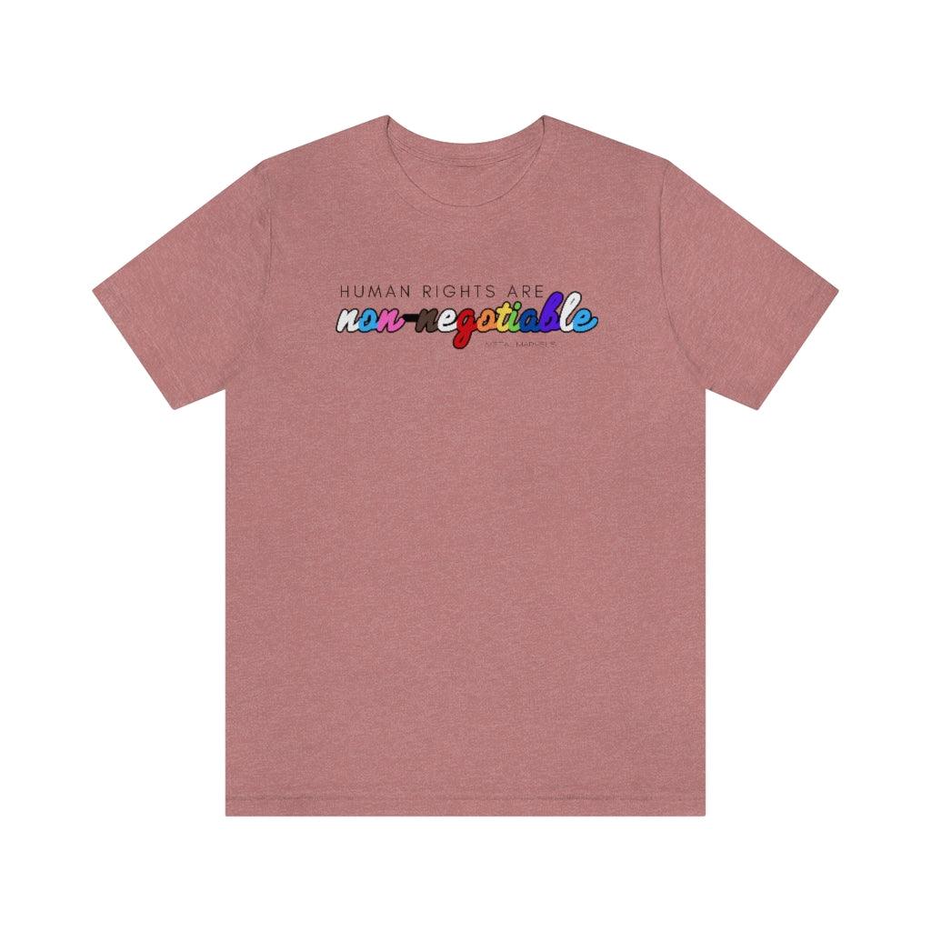 Human Rights are Non-Negotiable (inclusive rainbow) - Unisex Tee - Image 4