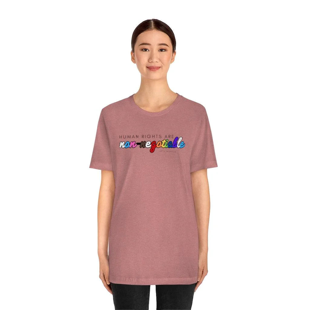 Human Rights are Non-Negotiable (inclusive rainbow) - Unisex Tee - Image 5