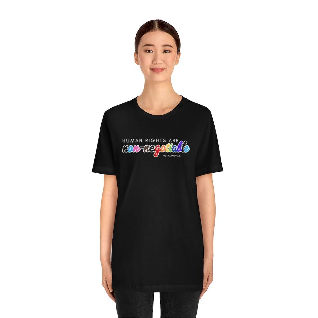 Human Rights are Non-Negotiable (inclusive rainbow) - Unisex Tee - Image 8