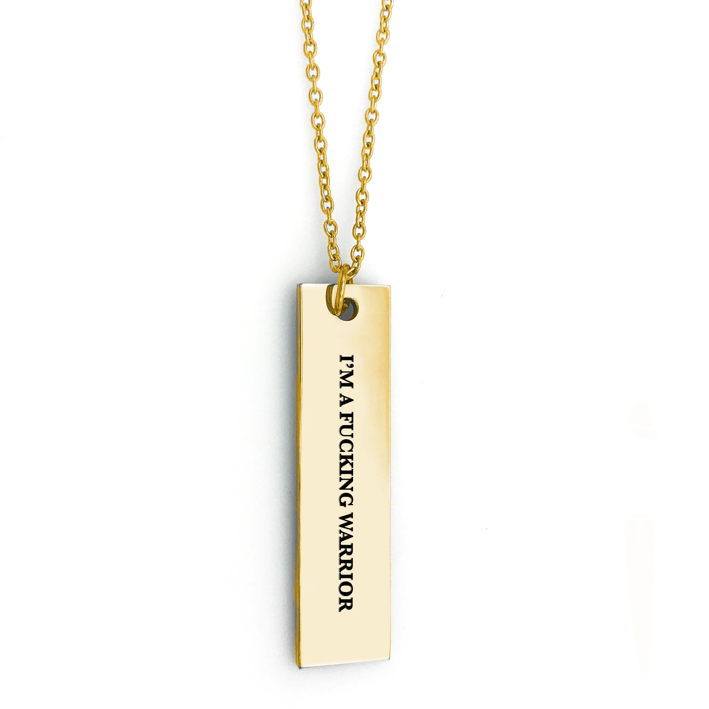 I'm a Fucking Warrior Bar Necklace - Image 3