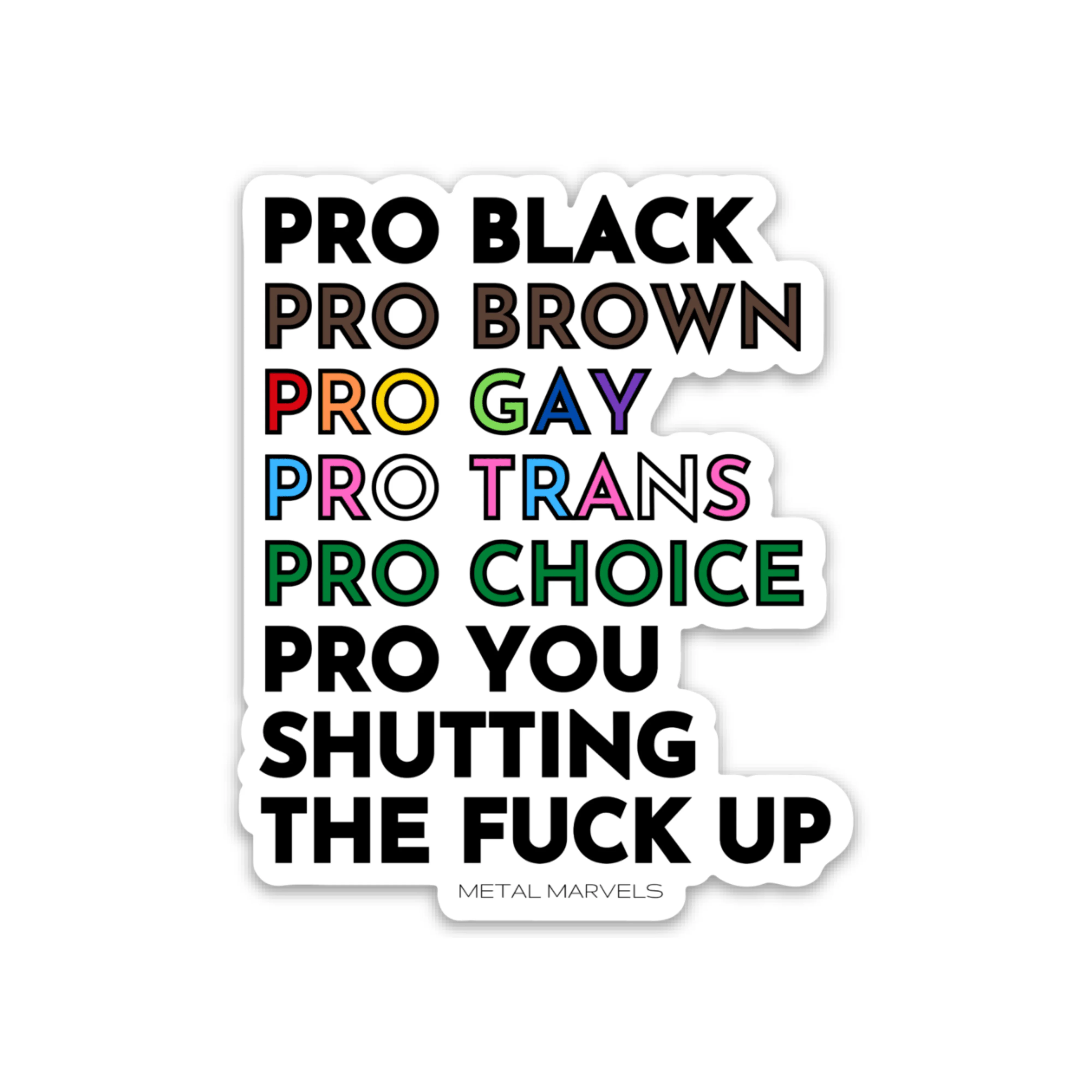 Pro Black, Brown, Gay, Trans, Choice, You Shutting The Fuck Up Die Cut Sticker